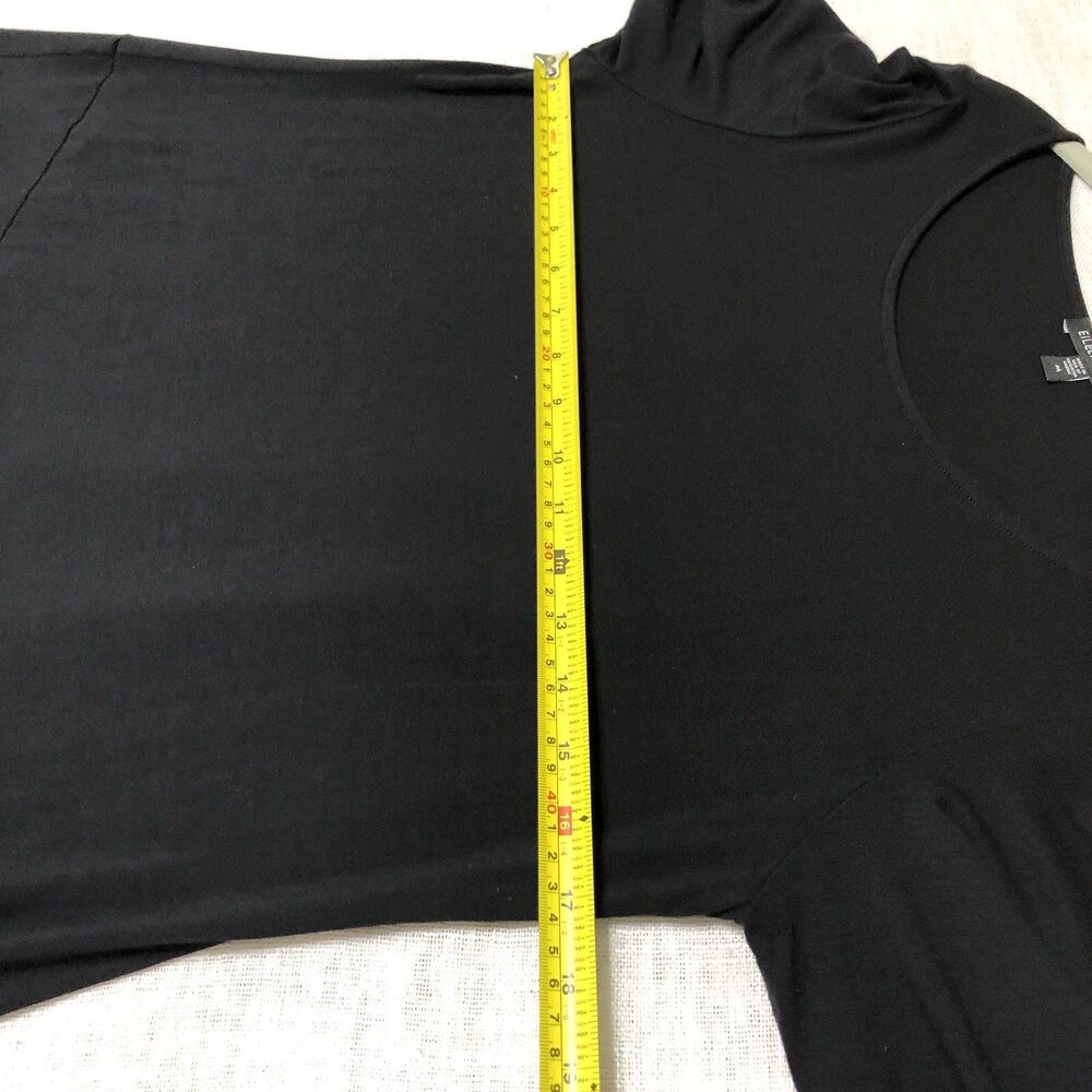 Eileen Fisher Tunic Top Women M Black Asymmetrical Hem Jersey Stretch Minimalist - Picture 9 of 12